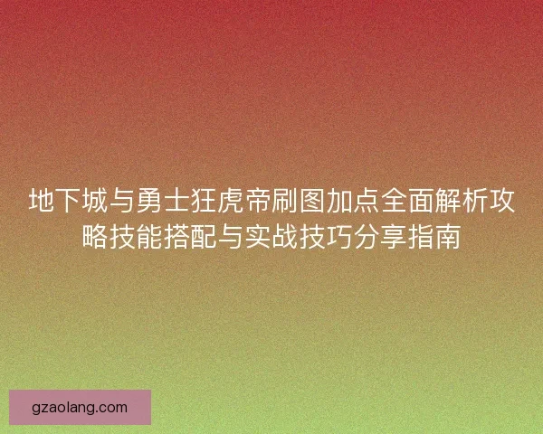 地下城与勇士狂虎帝刷图加点全面解析攻略技能搭配与实战技巧分享指南