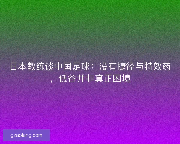 日本教练谈中国足球：没有捷径与特效药，低谷并非真正困境