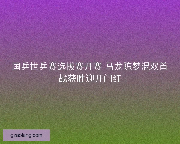 国乒世乒赛选拔赛开赛 马龙陈梦混双首战获胜迎开门红