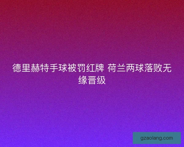 德里赫特手球被罚红牌 荷兰两球落败无缘晋级